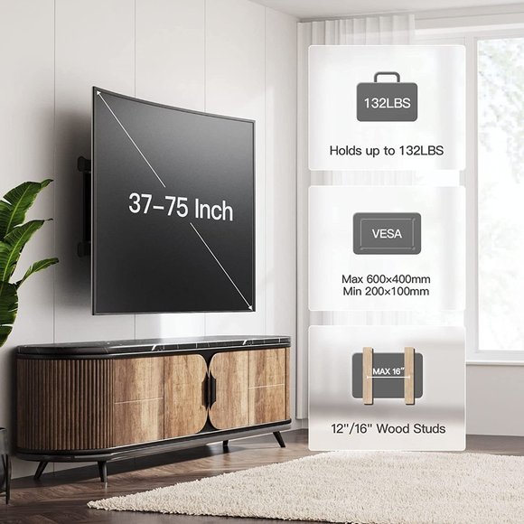 Pipishell TV Wall Mount Full Motion for Most 37-75 Inch LED LCD OLED TVs, Wall B - Picture 4 of 6